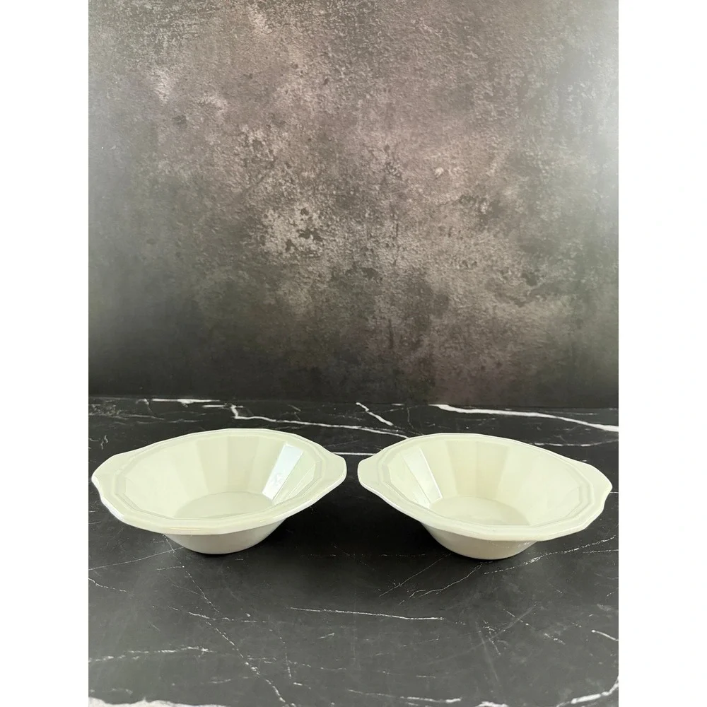 VTG PAIR (2) Homer Laughlin Colonial White Dover Pattern 6.5in Fruit Bowls